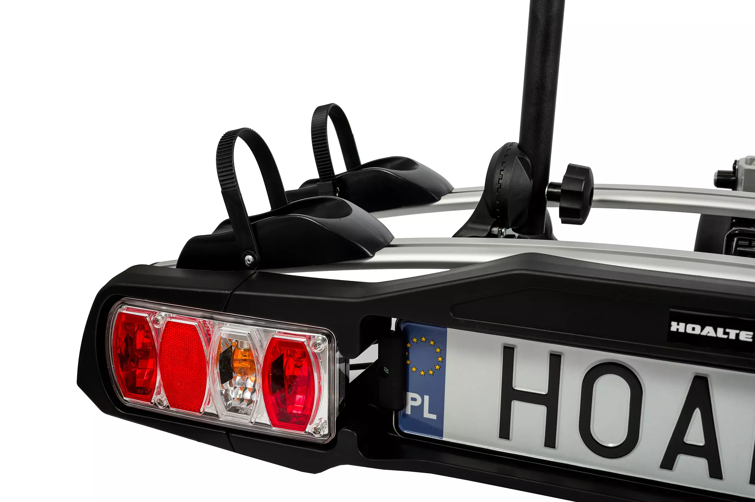 Bagażnik platforma rowerowa na hak Hoalte HitchPro Flex+ 2 lampa tylna lewa