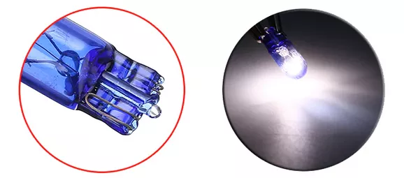 HOALTE W5W T10 Super White — żarówki z niebieskim szkłem