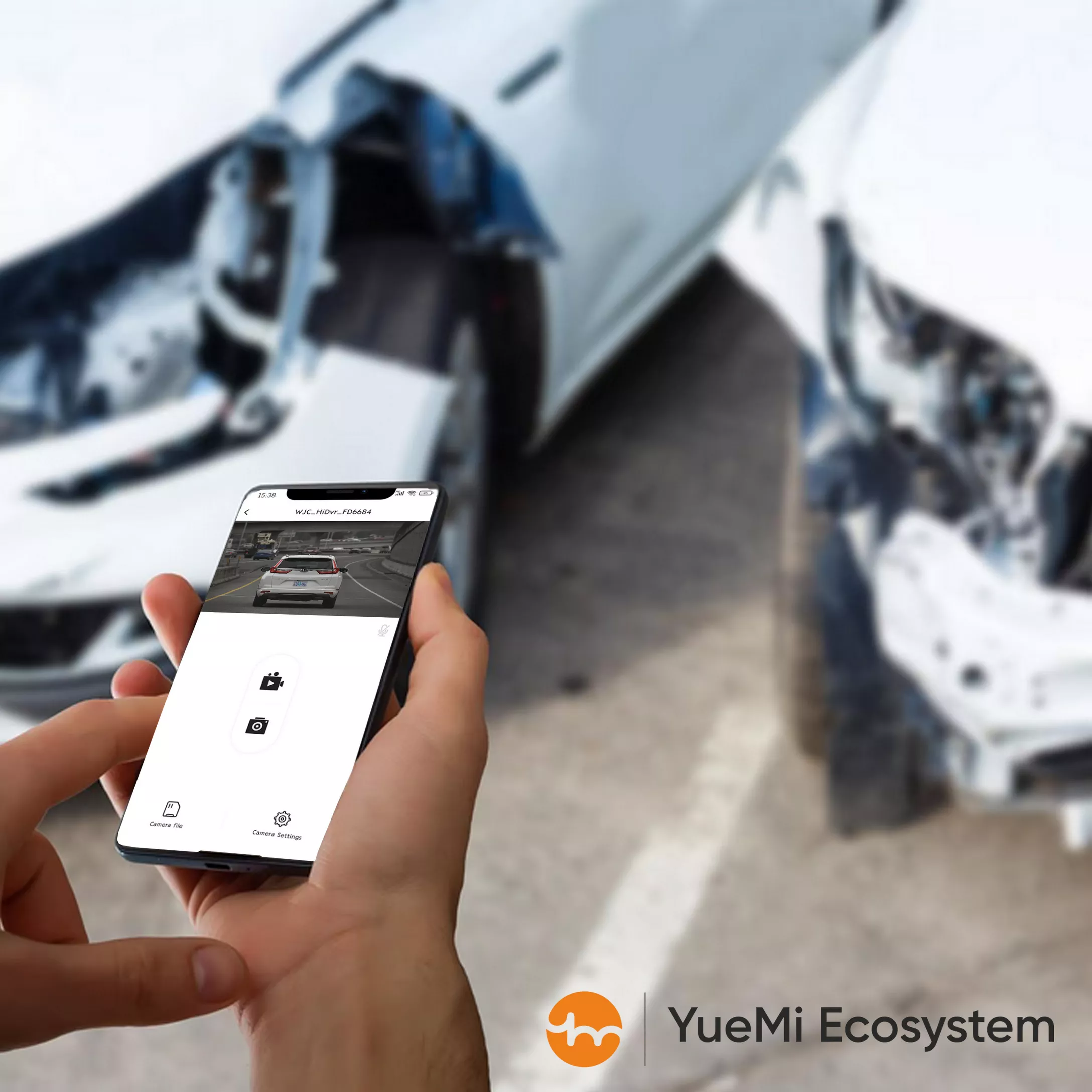 YUEMI Y7 - sytuacja na drodze - aplikacja w telefonie