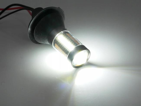 Żarówki DRL LED 2w1 z kierunkowskazem 66 SMD PY21W BAU15s