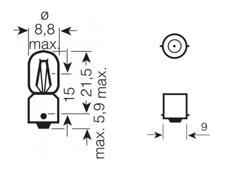 Żarówki Hoalte Basic T4W BA9S T8,5 4W 12V komplet