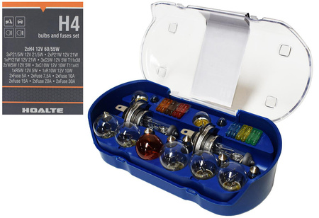 Zestaw żarówek i bezpieczników Hoalte H4 12V 30-elementowy